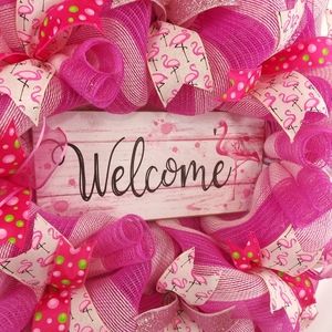 Pink Flamingos Welcome Wreath